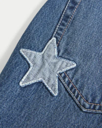 Hollister Low-rise Dark Wash Class Of '26 Embroidered Baggy Jeans In Blue