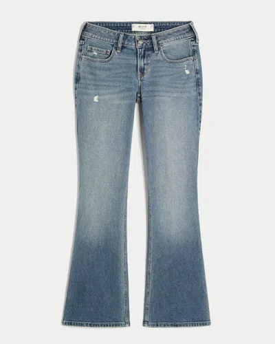 Hollister Low-rise Distressed Medium Wash Bootcut Jeans In Blue