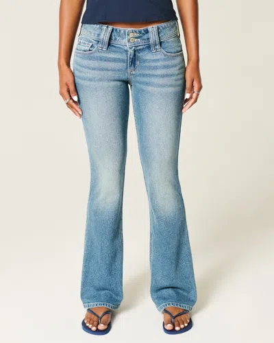 Hollister Low-rise Medium Wash Embroidered Florals Bootcut Jeans