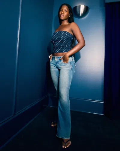 Hollister Low-rise Medium Wash Embroidered Florals Bootcut Jeans