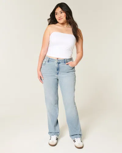 Hollister High-rise Light Wash Straight Jeans In White
