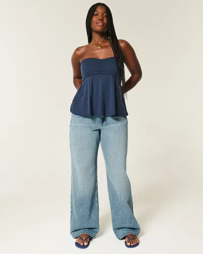 Hollister Curvy High-rise Baggy Jeans In Yellow