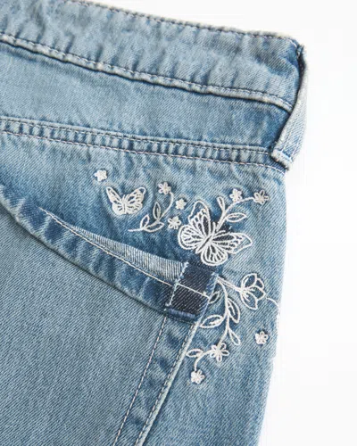 Hollister Low-rise Medium Wash Butterfly Graphic Baggy Jeans