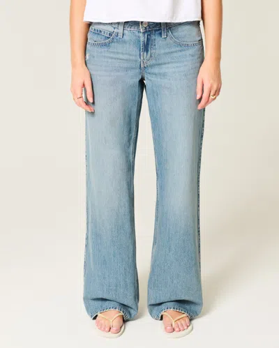Hollister Low-rise Medium Wash Butterfly Graphic Baggy Jeans