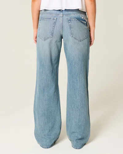 Hollister Low-rise Medium Wash Butterfly Graphic Baggy Jeans