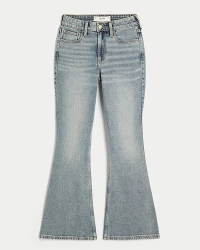 Hollister High-rise Medium Wash Flare Jeans In Blue
