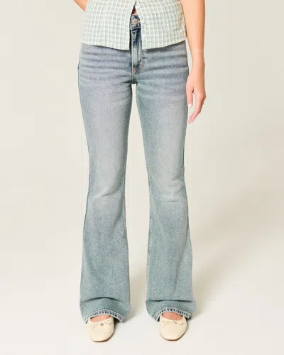 Hollister High-rise Medium Wash Flare Jeans In Blue