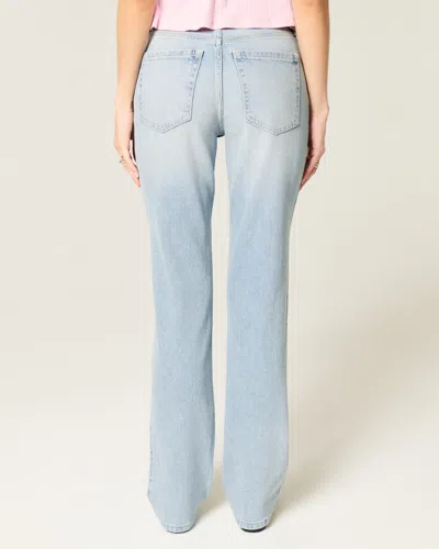 Hollister High-rise Light Wash Straight Jeans In Blue