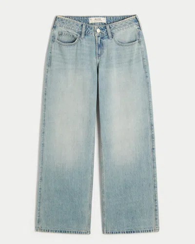 Hollister Curvy Low-rise Light Wash Baggy Jeans In Blue