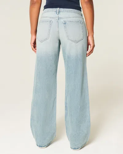 Hollister Curvy Low-rise Light Wash Baggy Jeans In Blue