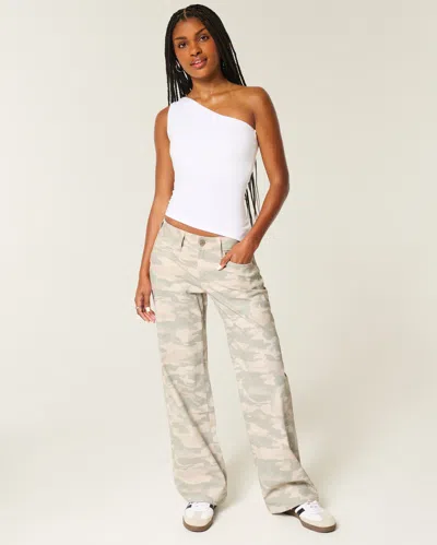 Hollister Curvy Low-rise Y2k Camo Baggy Jeans In Neutral