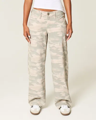 Hollister Curvy Low-rise Y2k Camo Baggy Jeans In Neutral