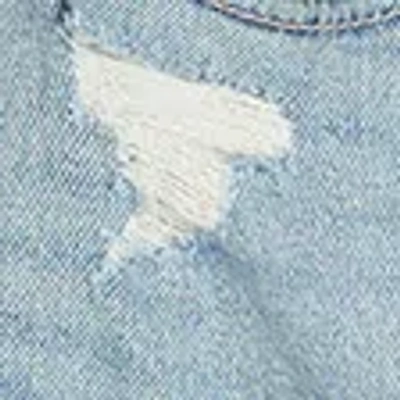 Hollister Curvy High-rise Distressed Light Wash Straight Jeans In Blue