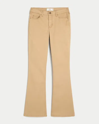 Hollister Mid-rise Khaki Bootcut Jeans In Brown