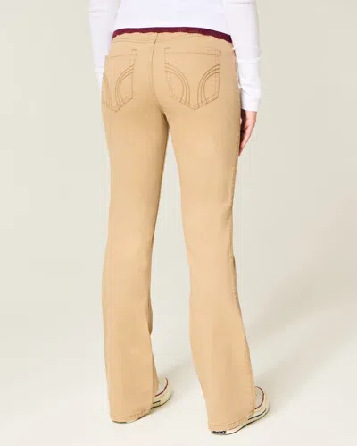 Hollister Mid-rise Khaki Bootcut Jeans In Brown