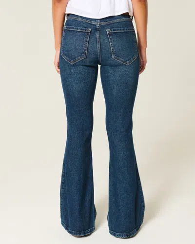 Hollister High-rise Dark Wash Flare Jeans In Blue