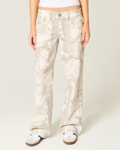 Hollister Low-rise Camo Baggy Jeans In Neutral