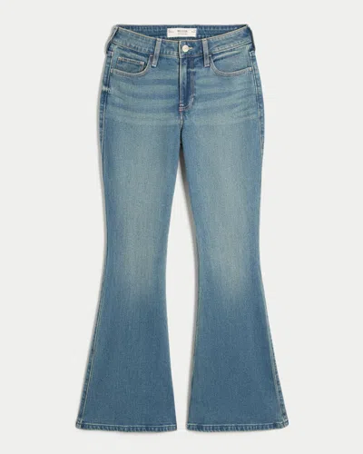 Hollister High-rise Medium Wash Flare Jeans In Blue
