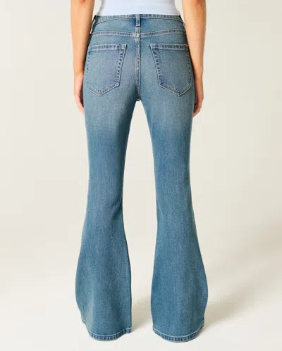Hollister High-rise Medium Wash Flare Jeans In Blue