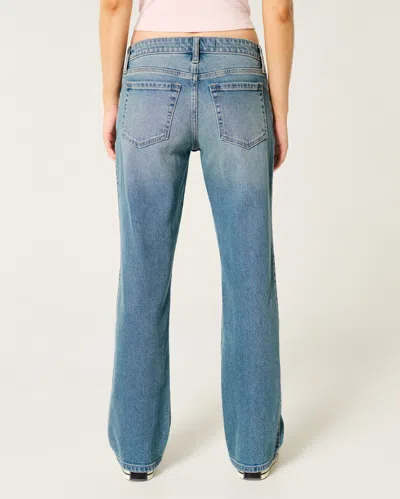 Hollister Low-rise Medium Wash Relaxed Straight Jeans In Blue