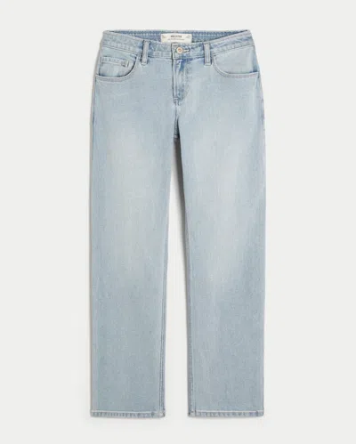 Hollister Low-rise Light Wash Relaxed Straight Jeans In Blue