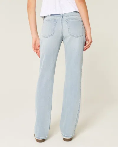 Hollister Low-rise Light Wash Relaxed Straight Jeans In Blue