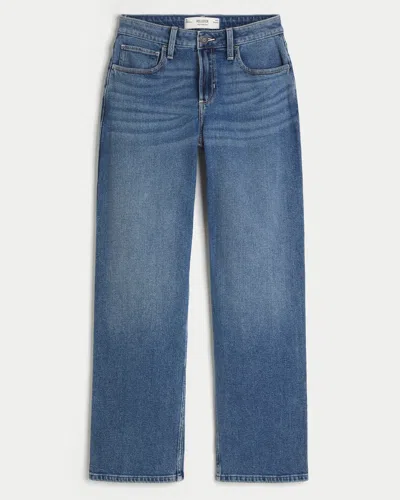 Hollister High-rise Dark Wash Dad Jeans In Blue