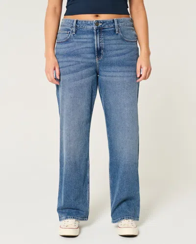 Hollister High-rise Dark Wash Dad Jeans In Blue