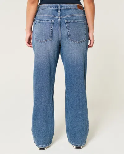 Hollister High-rise Dark Wash Dad Jeans In Blue