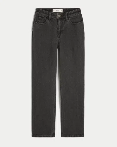 Hollister High-rise Washed Black Straight Jeans In Gray
