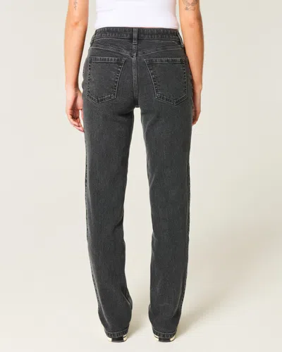 Hollister High-rise Washed Black Straight Jeans In Gray