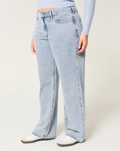 Hollister Curvy Mid-rise Medium Wash Baggy Jeans