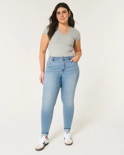 Hollister Curvy High-rise Medium Wash Super Skinny Jeans In Blue