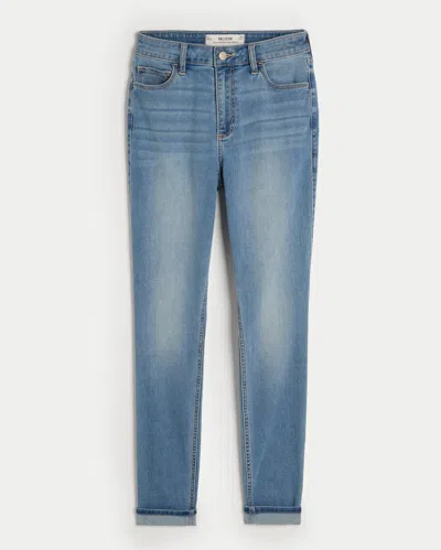 Hollister Curvy High-rise Medium Wash Super Skinny Jeans In Blue