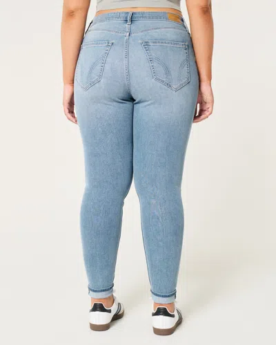 Hollister Curvy High-rise Medium Wash Super Skinny Jeans In Blue