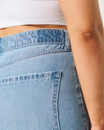 Hollister Curvy Ultra High-rise Medium Wash Baggy Jeans In Blue