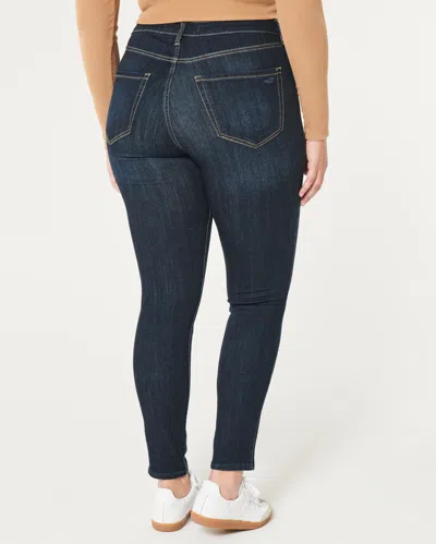 Hollister Curvy High-rise Dark Wash Super Skinny Jeans In Brown