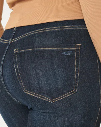 Hollister Curvy High-rise Dark Wash Super Skinny Jeans In Brown