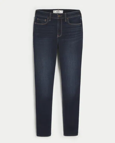 Hollister Curvy High-rise Dark Wash Super Skinny Jeans In Blue