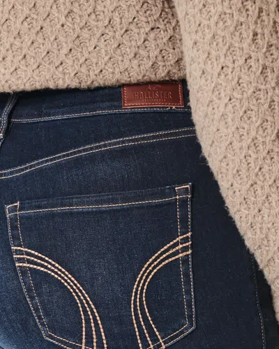 Hollister Curvy High-rise Dark Wash Super Skinny Jeans In Blue