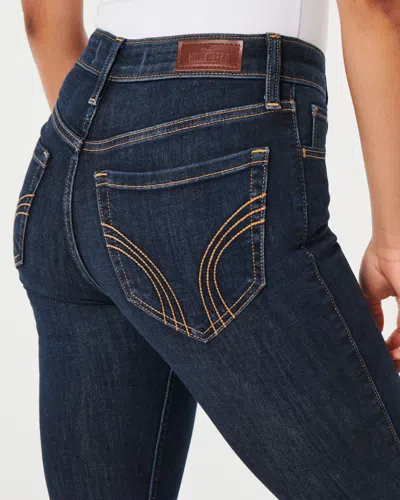 Hollister High-rise Dark Wash Flare Jeans In Blue