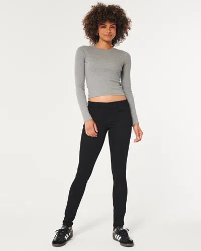 Hollister Low-rise Black Super Skinny Jeans In Black