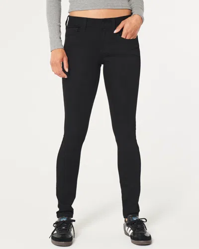 Hollister Low-rise Black Super Skinny Jeans In Black