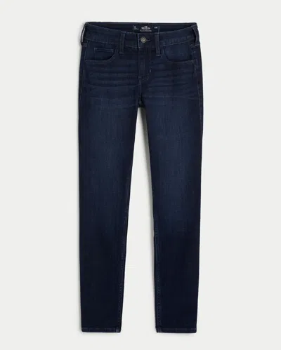 Hollister Low-rise Dark Wash Super Skinny Jeans In Blue
