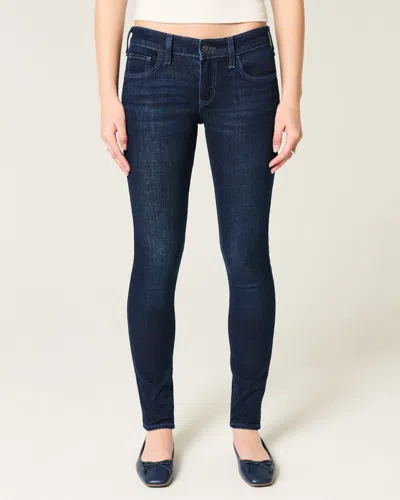 Hollister Low-rise Dark Wash Super Skinny Jeans In Blue