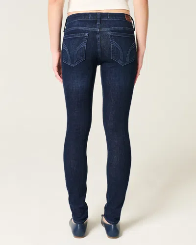 Hollister Low-rise Dark Wash Super Skinny Jeans In Blue