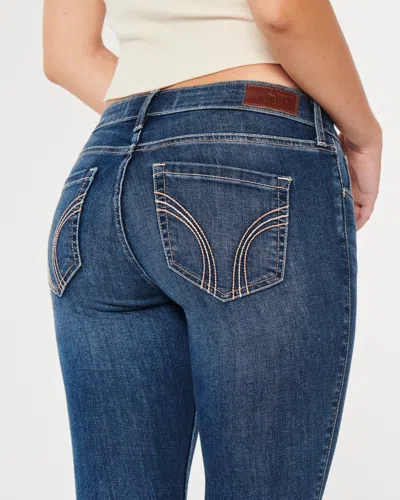 Hollister Curvy Low-rise Dark Wash Super Skinny Jeans In Blue