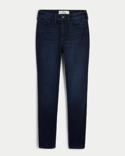 Hollister Curvy High-rise Dark Wash Super Skinny Jeans In Blue
