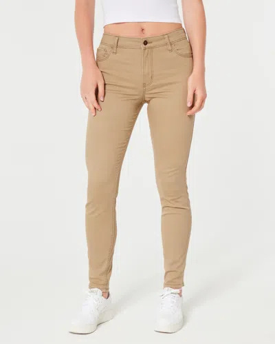 Hollister High-rise Khaki Super Skinny Pants In Brown