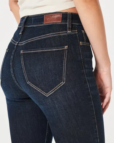 Hollister Curvy High-rise Dark Wash Flare Jeans In Blue